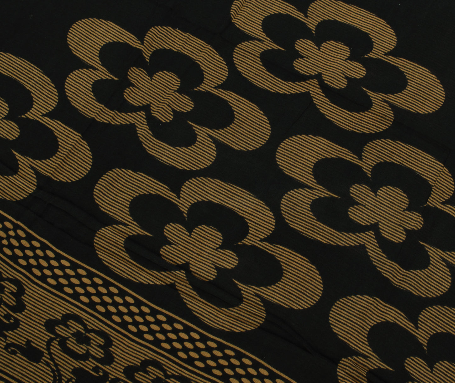 Sushila Vintage Black Saree 100% Pure Cotton Printed Floral Soft Craft Fabric
