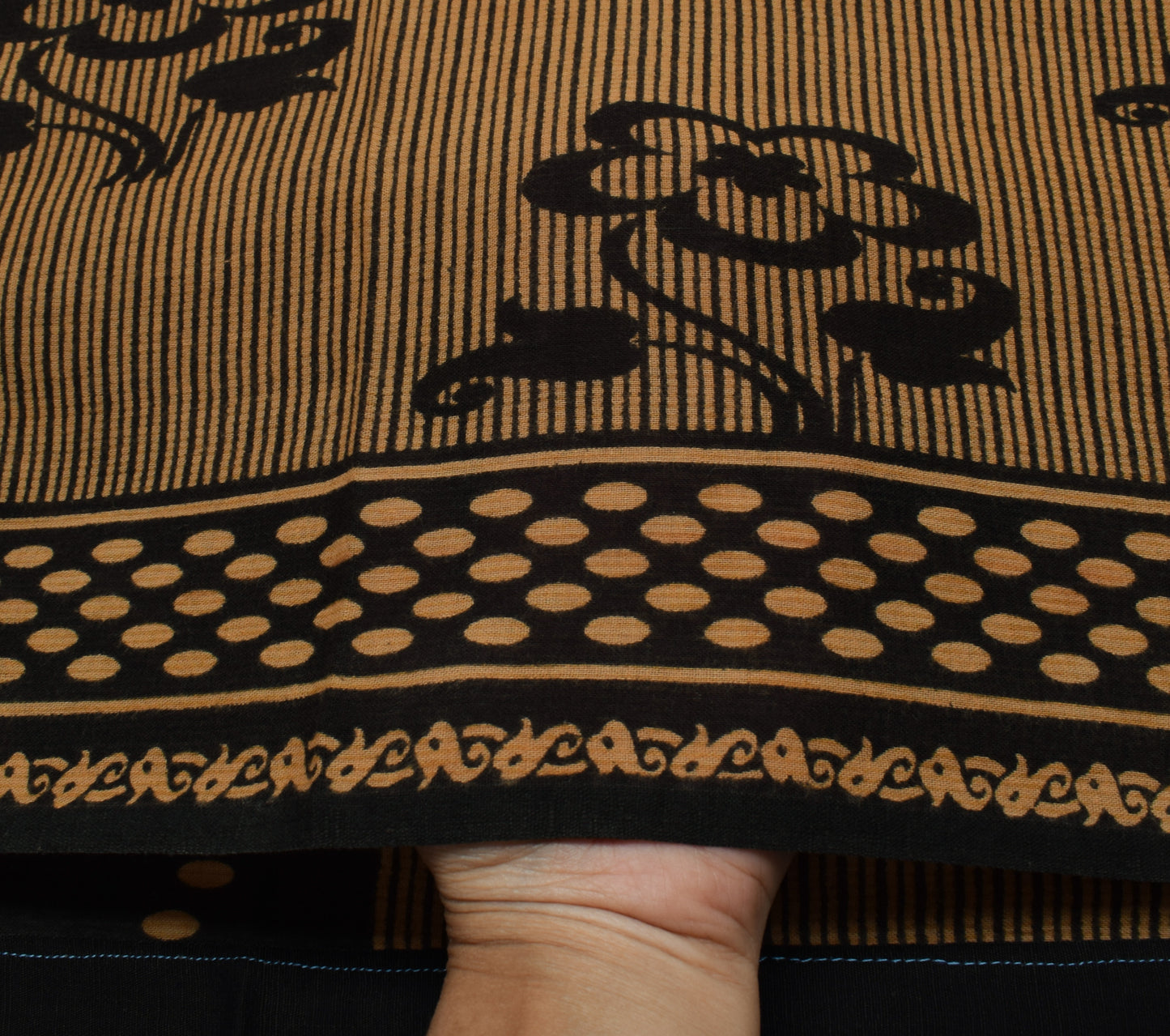 Sushila Vintage Black Saree 100% Pure Cotton Printed Floral Soft Craft Fabric