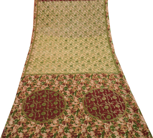 Sushila Vintage Indian Saree 100% Pure Cotton Printed Floral Soft Craft Fabric