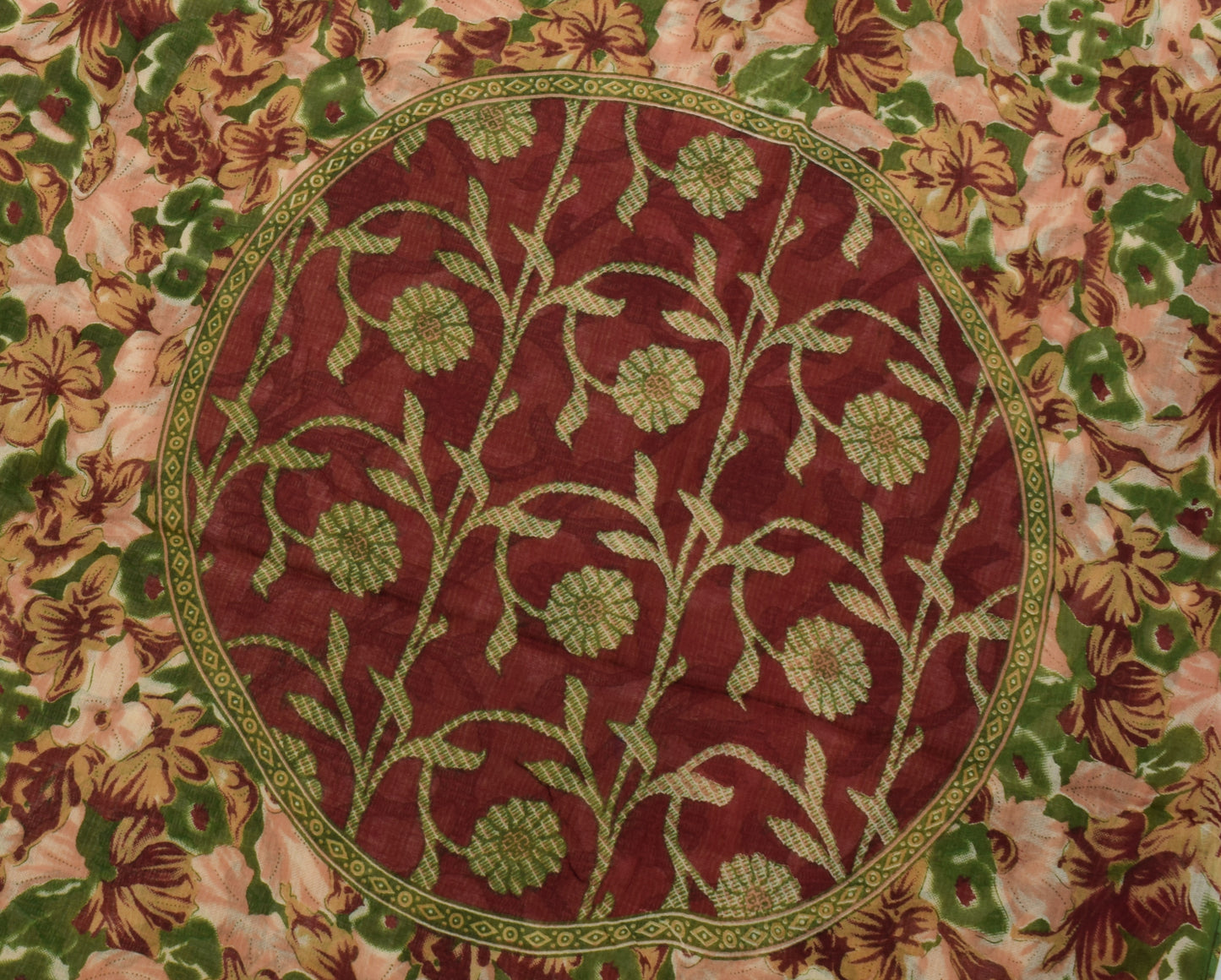 Sushila Vintage Indian Saree 100% Pure Cotton Printed Floral Soft Craft Fabric