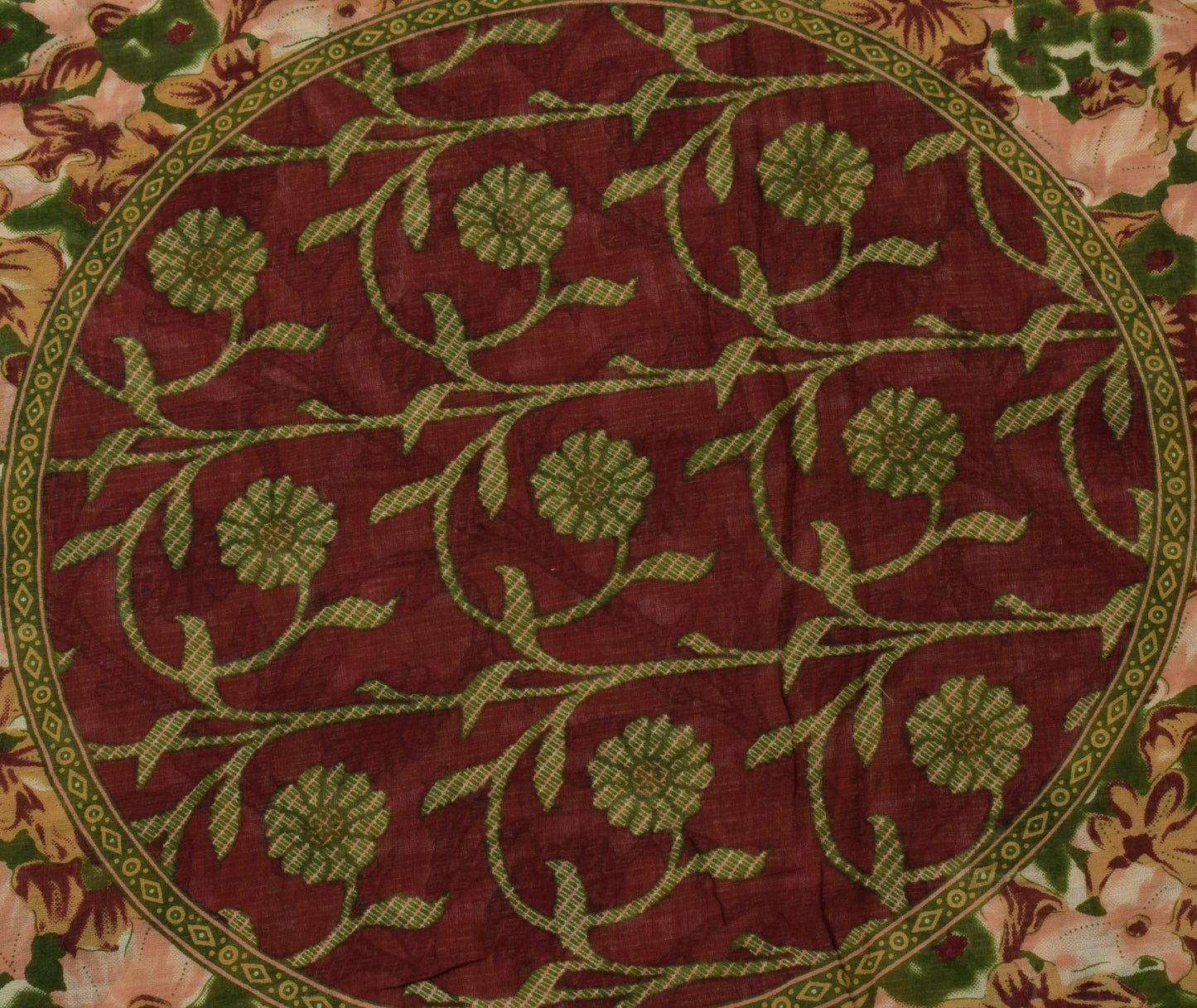 Sushila Vintage Indian Saree 100% Pure Cotton Printed Floral Soft Craft Fabric