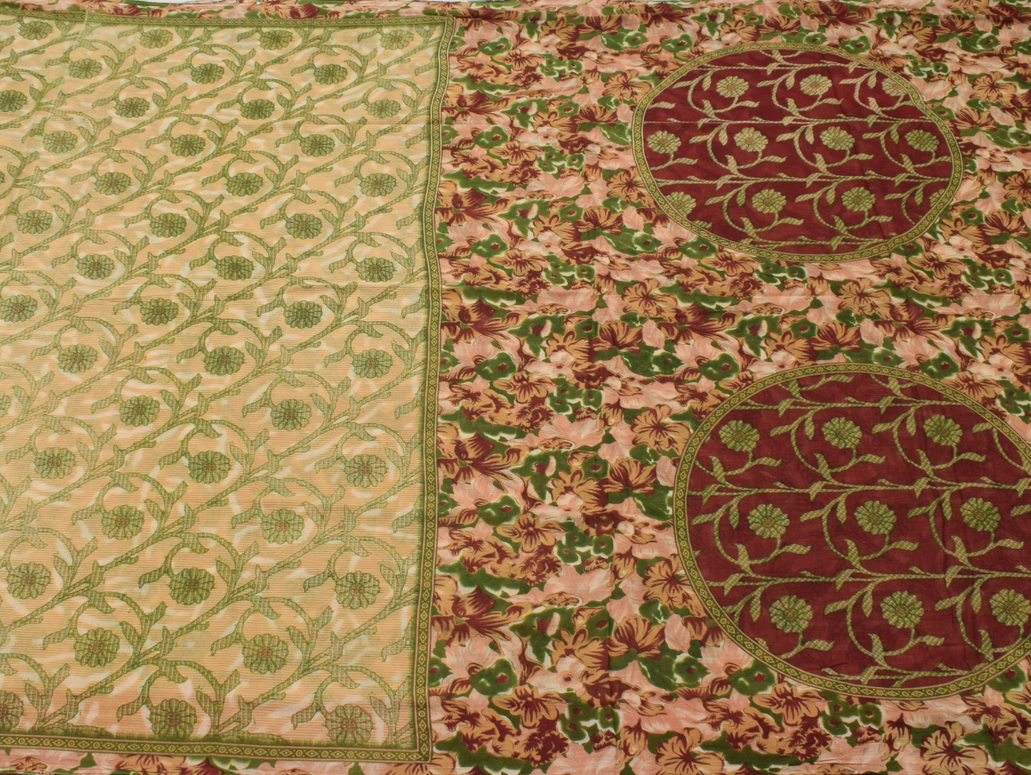 Sushila Vintage Indian Saree 100% Pure Cotton Printed Floral Soft Craft Fabric