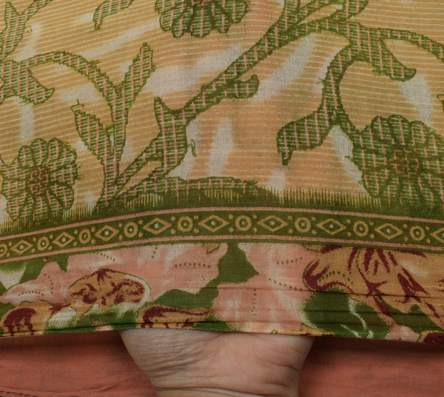 Sushila Vintage Indian Saree 100% Pure Cotton Printed Floral Soft Craft Fabric