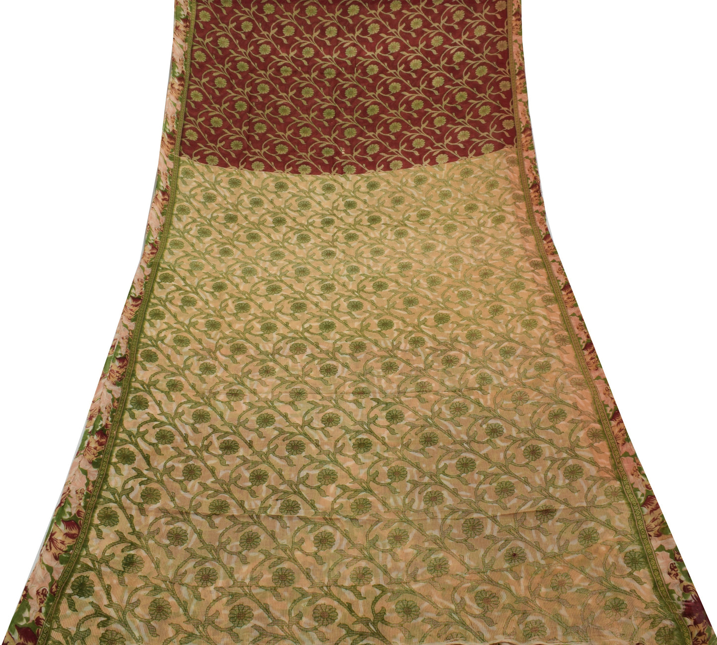 Sushila Vintage Indian Saree 100% Pure Cotton Printed Floral Soft Craft Fabric