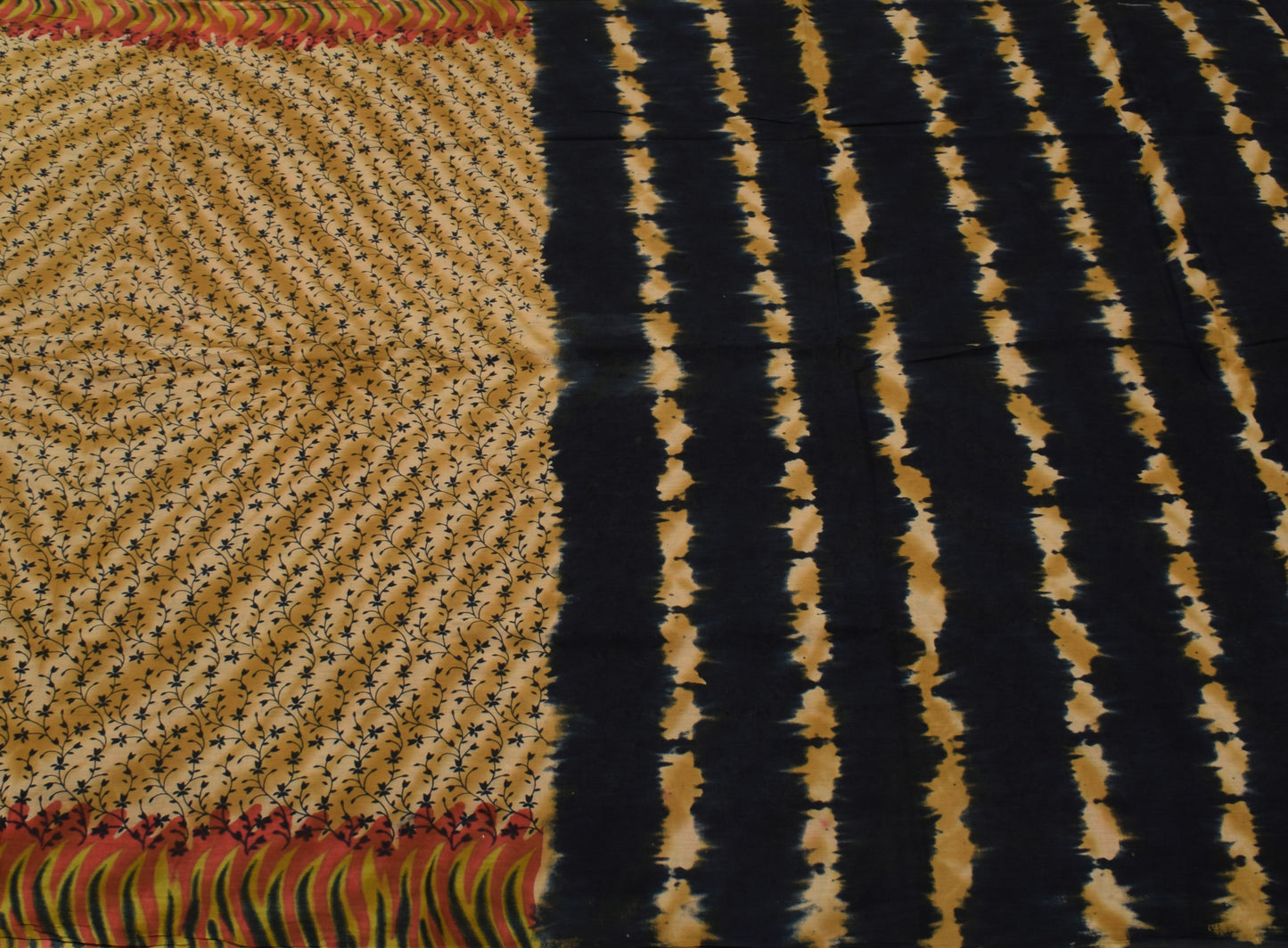 Sushila Vintage Brown Saree 100% Pure Cotton Printed Floral Soft Craft Fabric