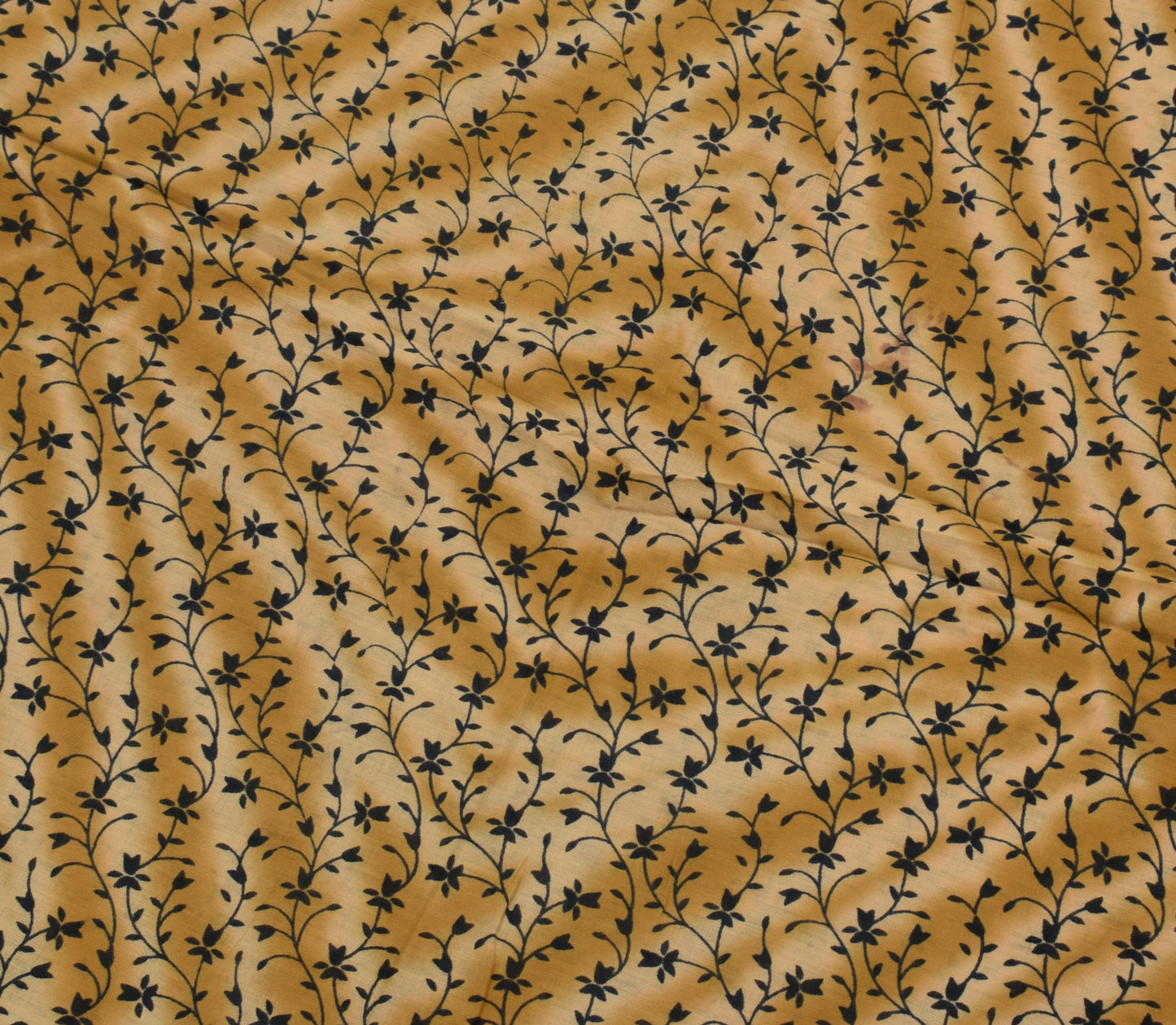 Sushila Vintage Brown Saree 100% Pure Cotton Printed Floral Soft Craft Fabric