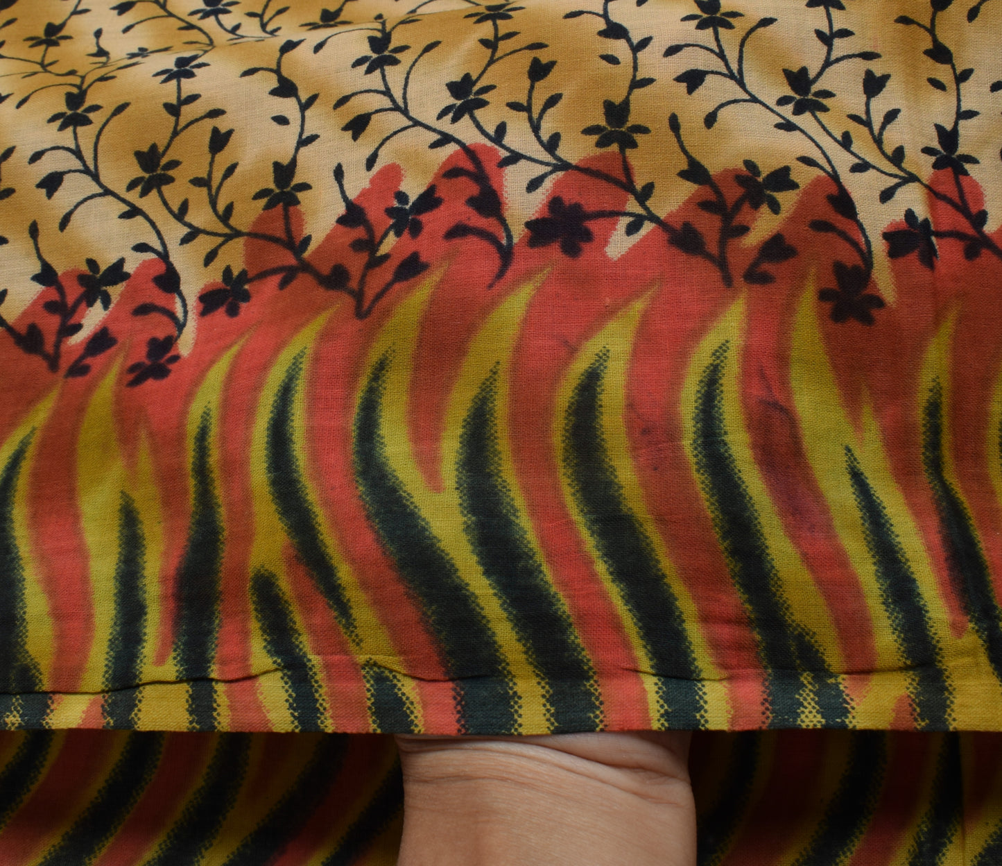 Sushila Vintage Brown Saree 100% Pure Cotton Printed Floral Soft Craft Fabric