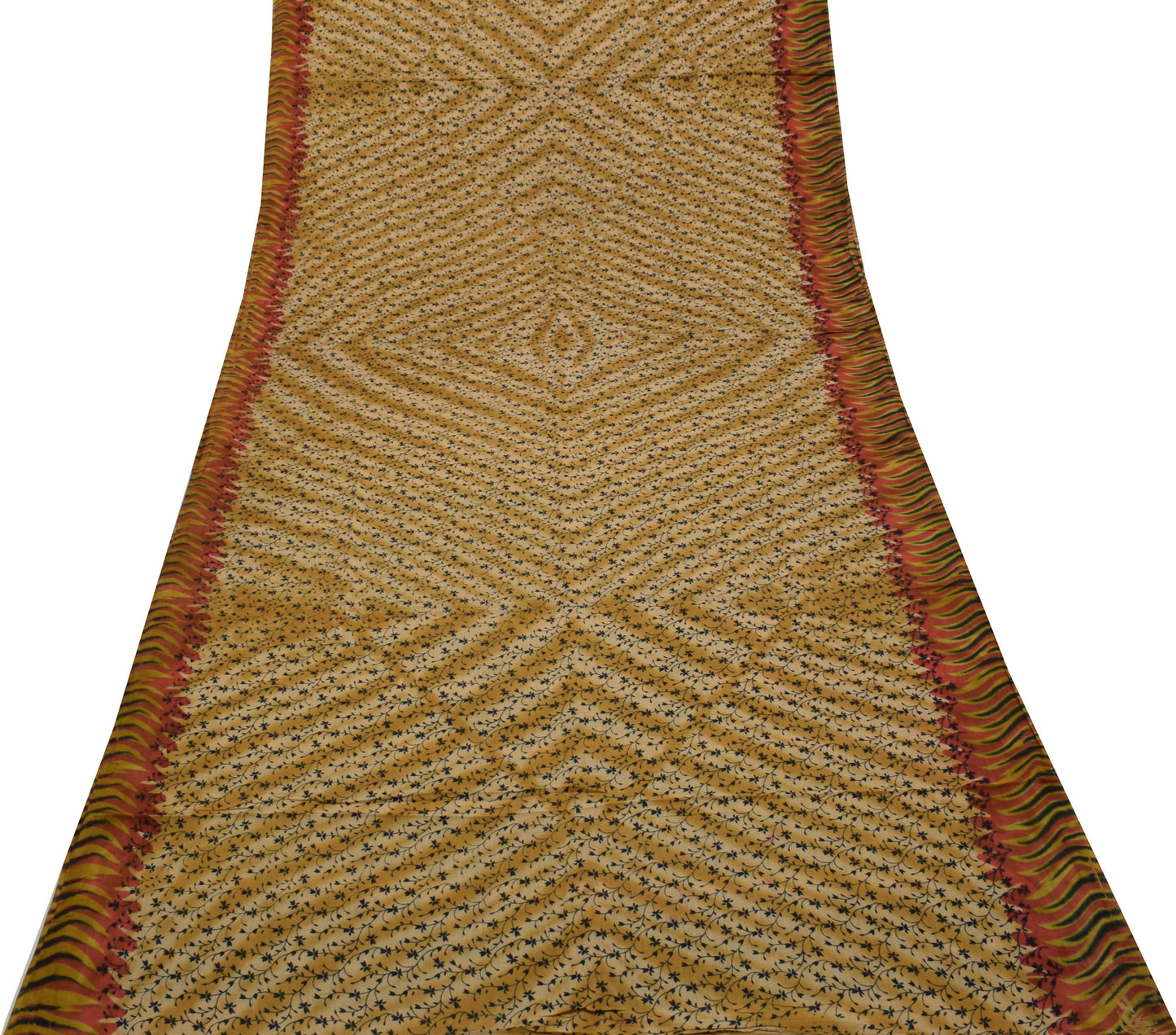 Sushila Vintage Brown Saree 100% Pure Cotton Printed Floral Soft Craft Fabric