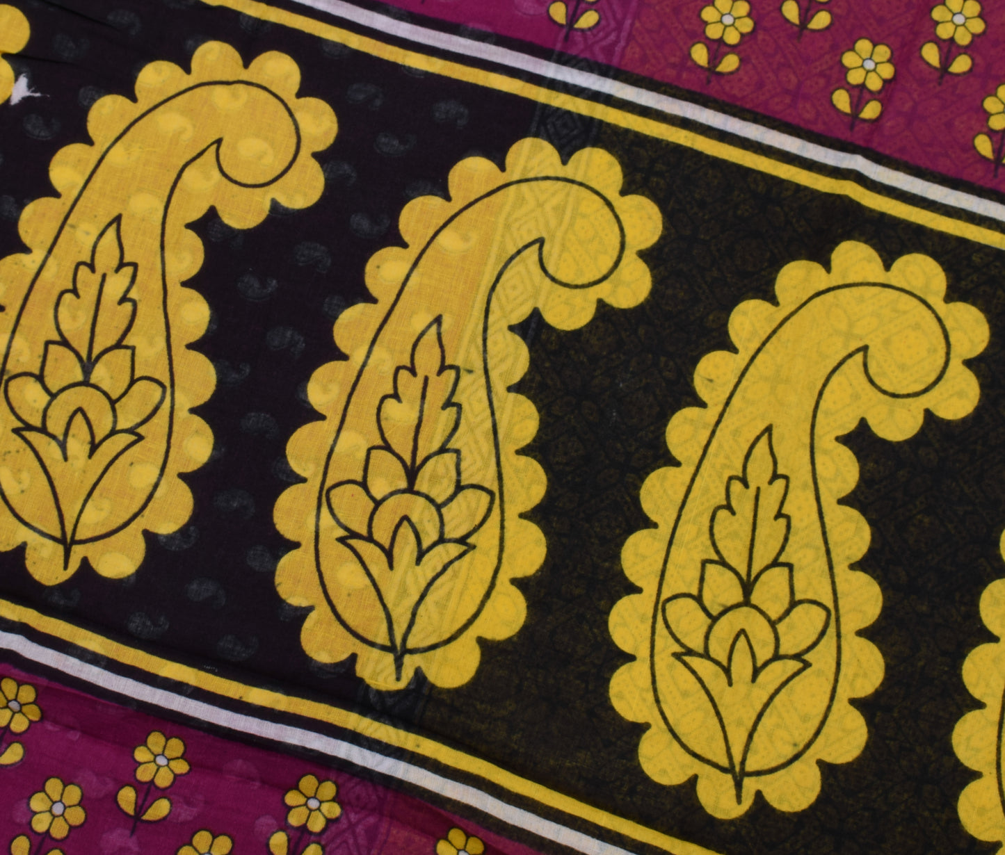 Sushila Vintage Indian Saree 100% Pure Cotton Printed Soft Craft 5 Yard Fabric