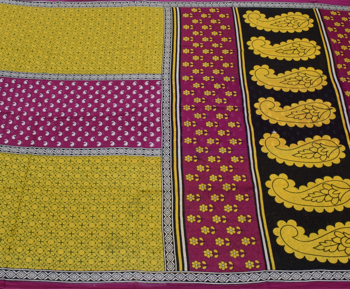 Sushila Vintage Indian Saree 100% Pure Cotton Printed Soft Craft 5 Yard Fabric