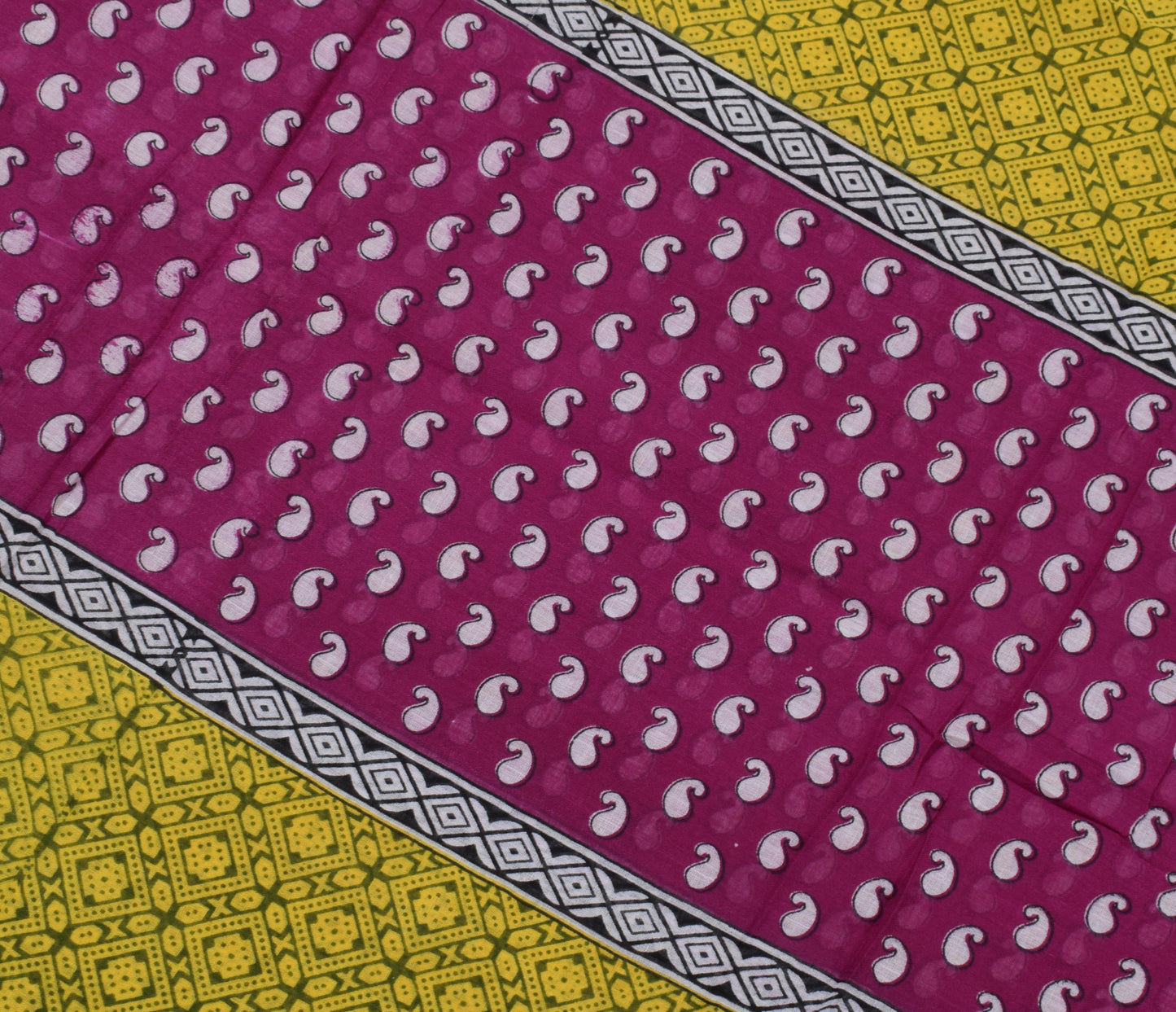 Sushila Vintage Indian Saree 100% Pure Cotton Printed Soft Craft 5 Yard Fabric