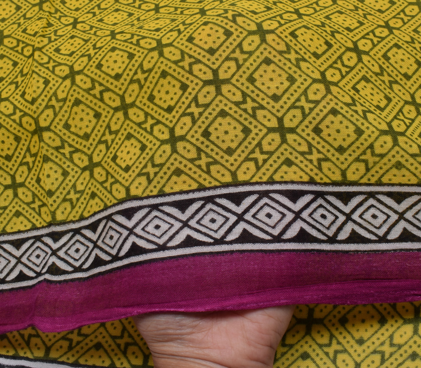 Sushila Vintage Indian Saree 100% Pure Cotton Printed Soft Craft 5 Yard Fabric