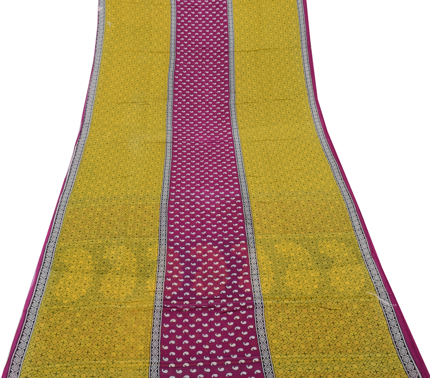 Sushila Vintage Indian Saree 100% Pure Cotton Printed Soft Craft 5 Yard Fabric