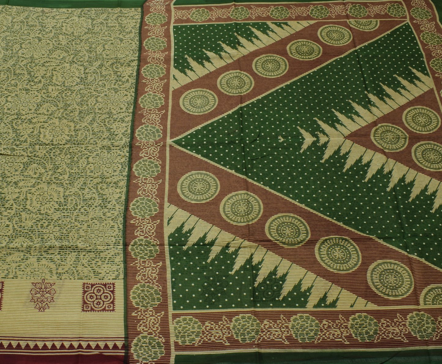 Sushila Vintage Brown Saree 100% Pure Cotton Printed Floral Soft Craft Fabric