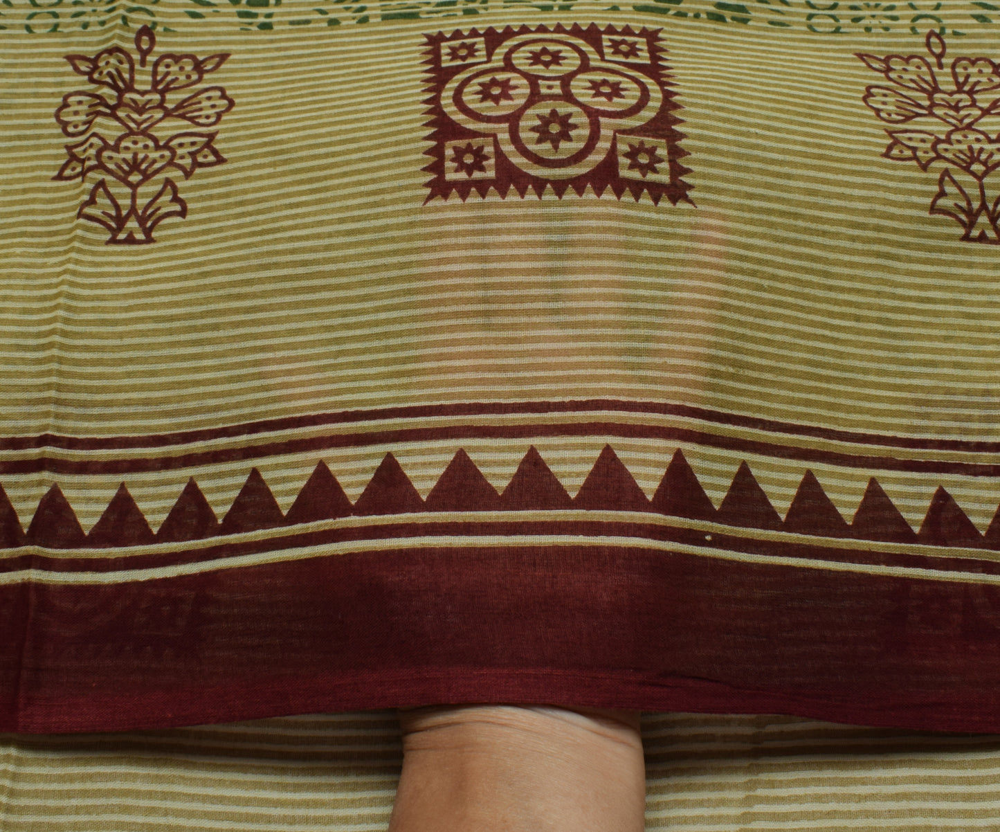 Sushila Vintage Brown Saree 100% Pure Cotton Printed Floral Soft Craft Fabric