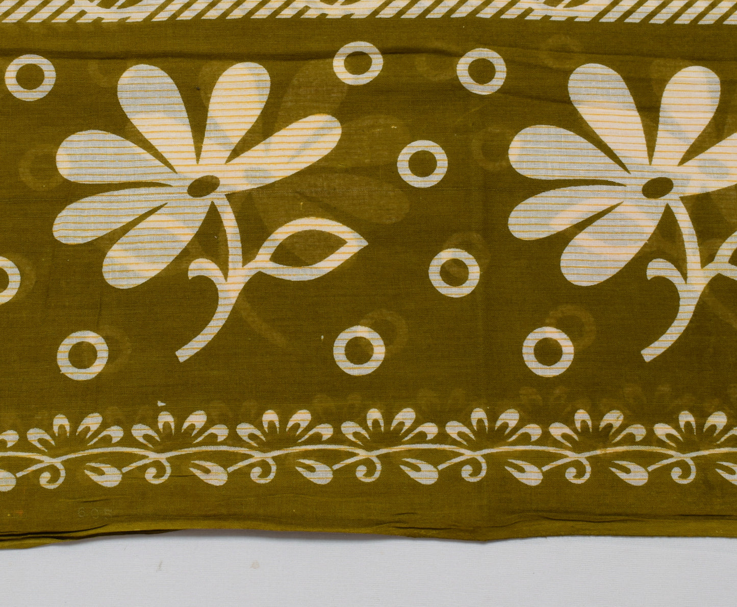 Sushila Vintage Cream Saree 100% Pure Cotton Printed Soft Craft 5 Yard Fabric