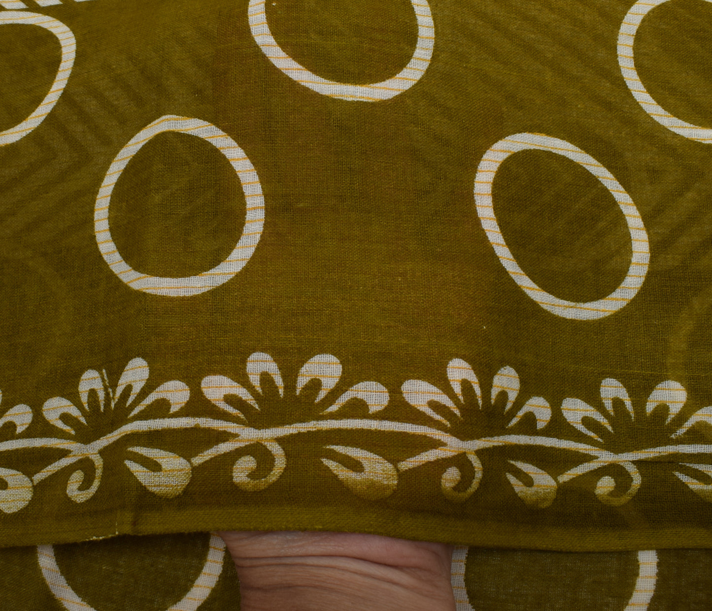 Sushila Vintage Cream Saree 100% Pure Cotton Printed Soft Craft 5 Yard Fabric