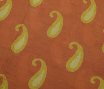 Sushila Vintage Brown Saree 100% Pure Cotton Printed Paisley Soft Craft Fabric