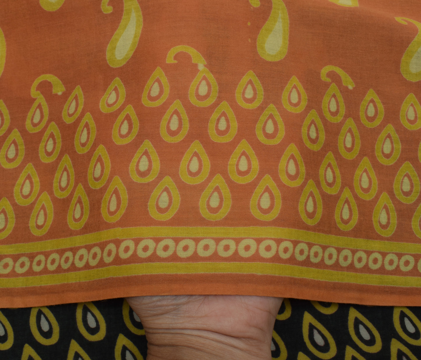 Sushila Vintage Brown Saree 100% Pure Cotton Printed Paisley Soft Craft Fabric