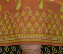 Sushila Vintage Brown Saree 100% Pure Cotton Printed Paisley Soft Craft Fabric