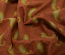 Sushila Vintage Brown Saree 100% Pure Cotton Printed Paisley Soft Craft Fabric