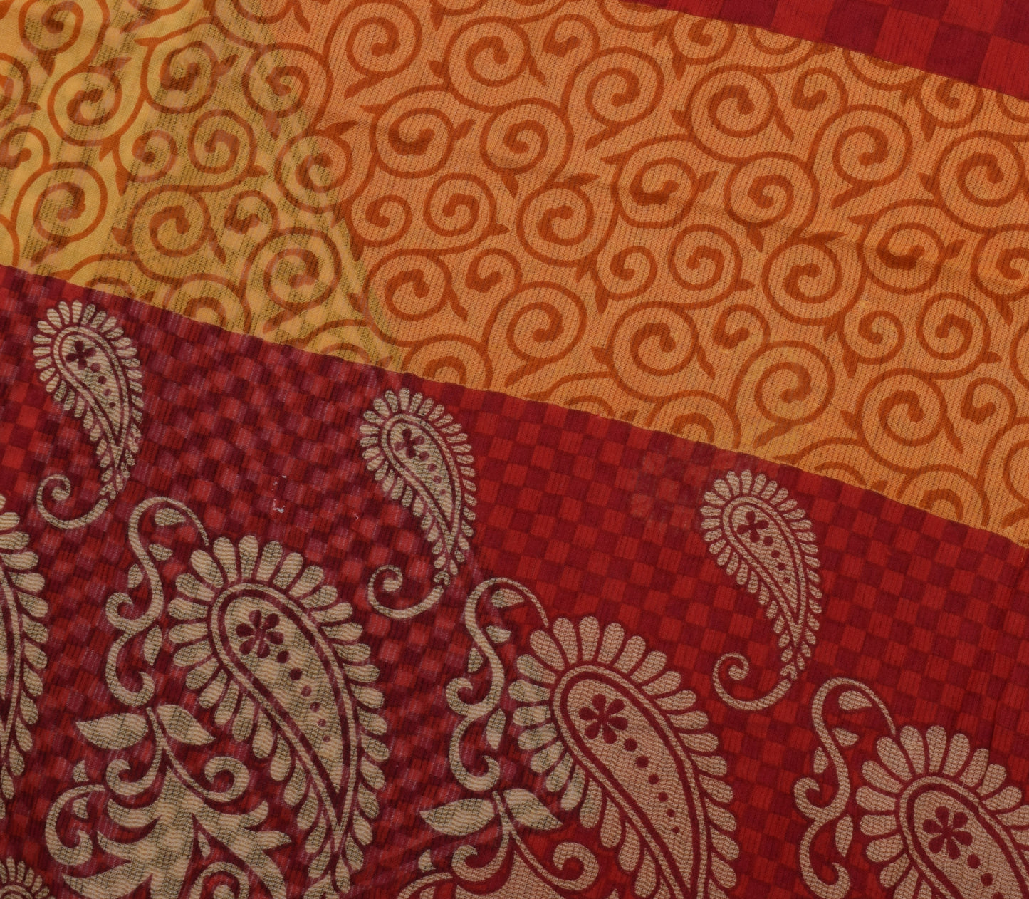 Sushila Vintage Indian Saree 100% Pure Cotton Printed Paisley Soft Craft Fabric