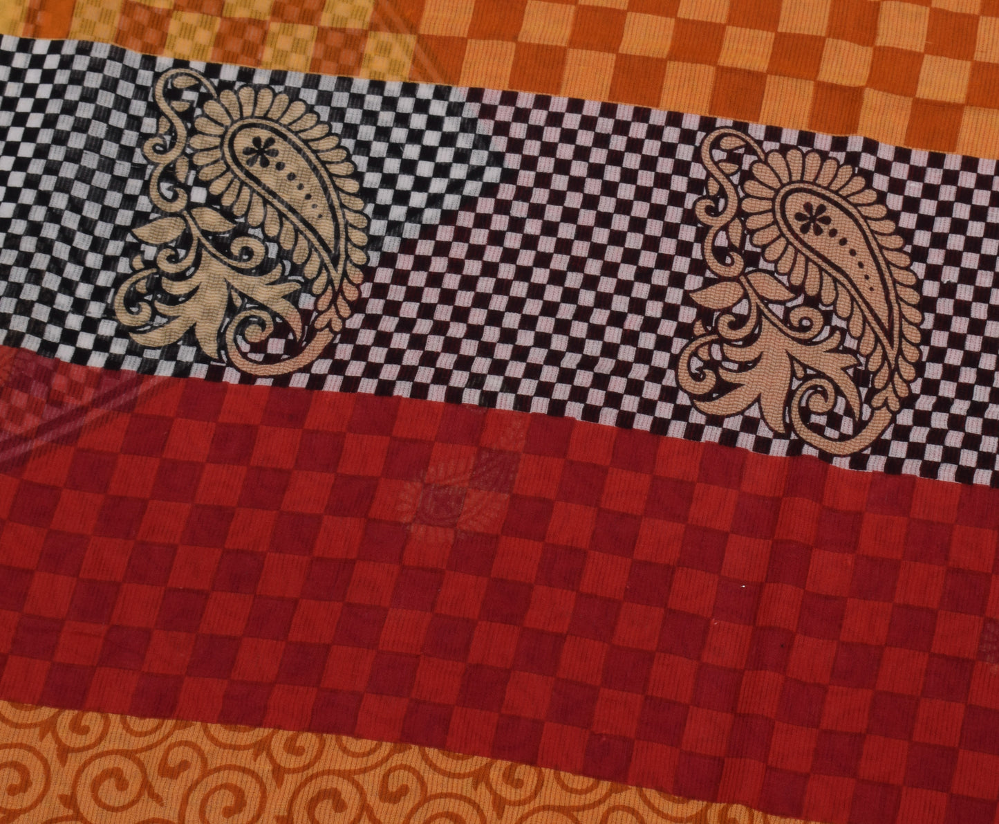 Sushila Vintage Indian Saree 100% Pure Cotton Printed Paisley Soft Craft Fabric