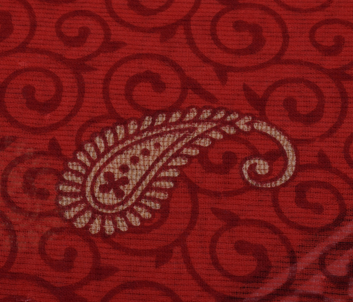 Sushila Vintage Indian Saree 100% Pure Cotton Printed Paisley Soft Craft Fabric