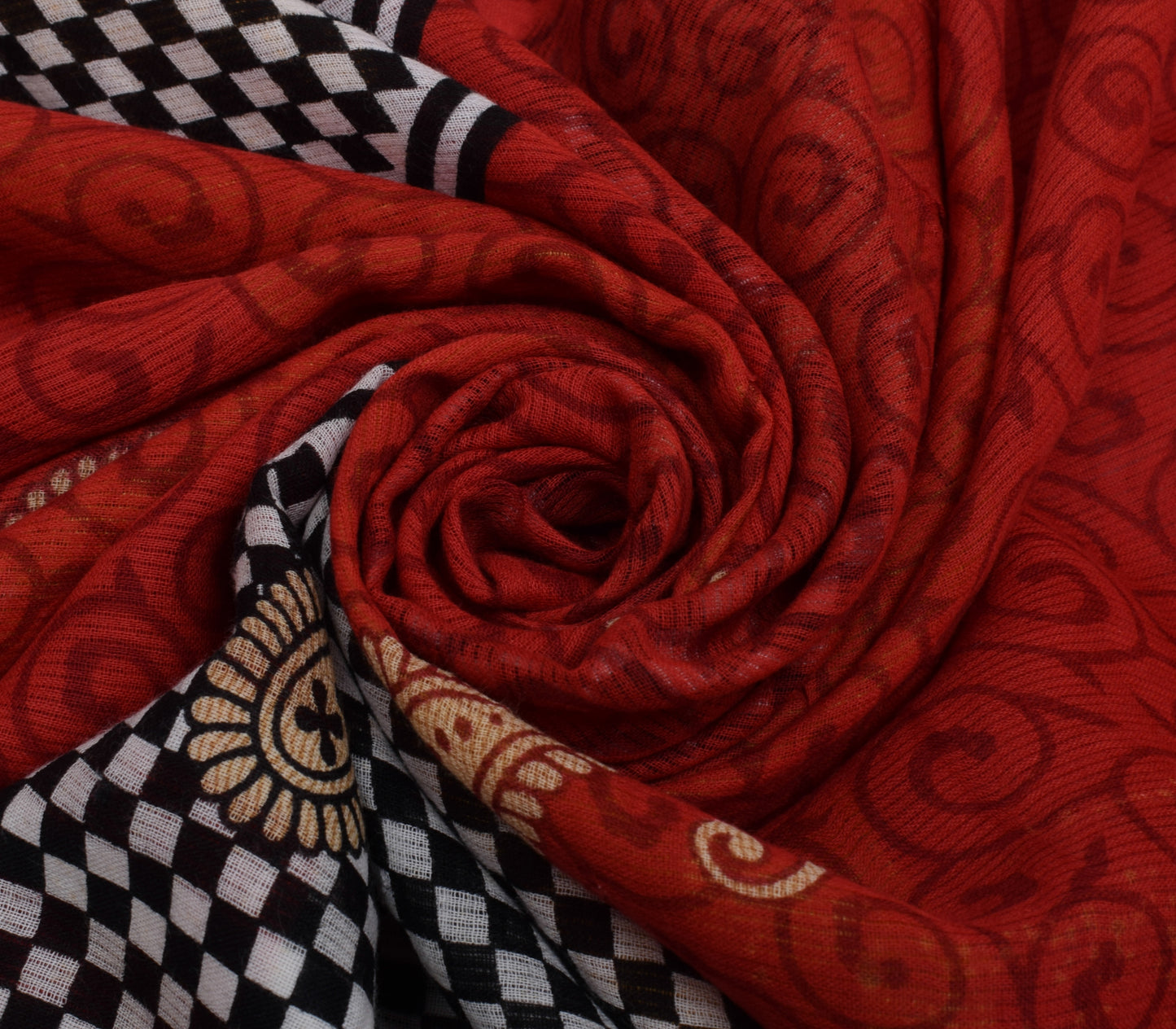 Sushila Vintage Indian Saree 100% Pure Cotton Printed Paisley Soft Craft Fabric