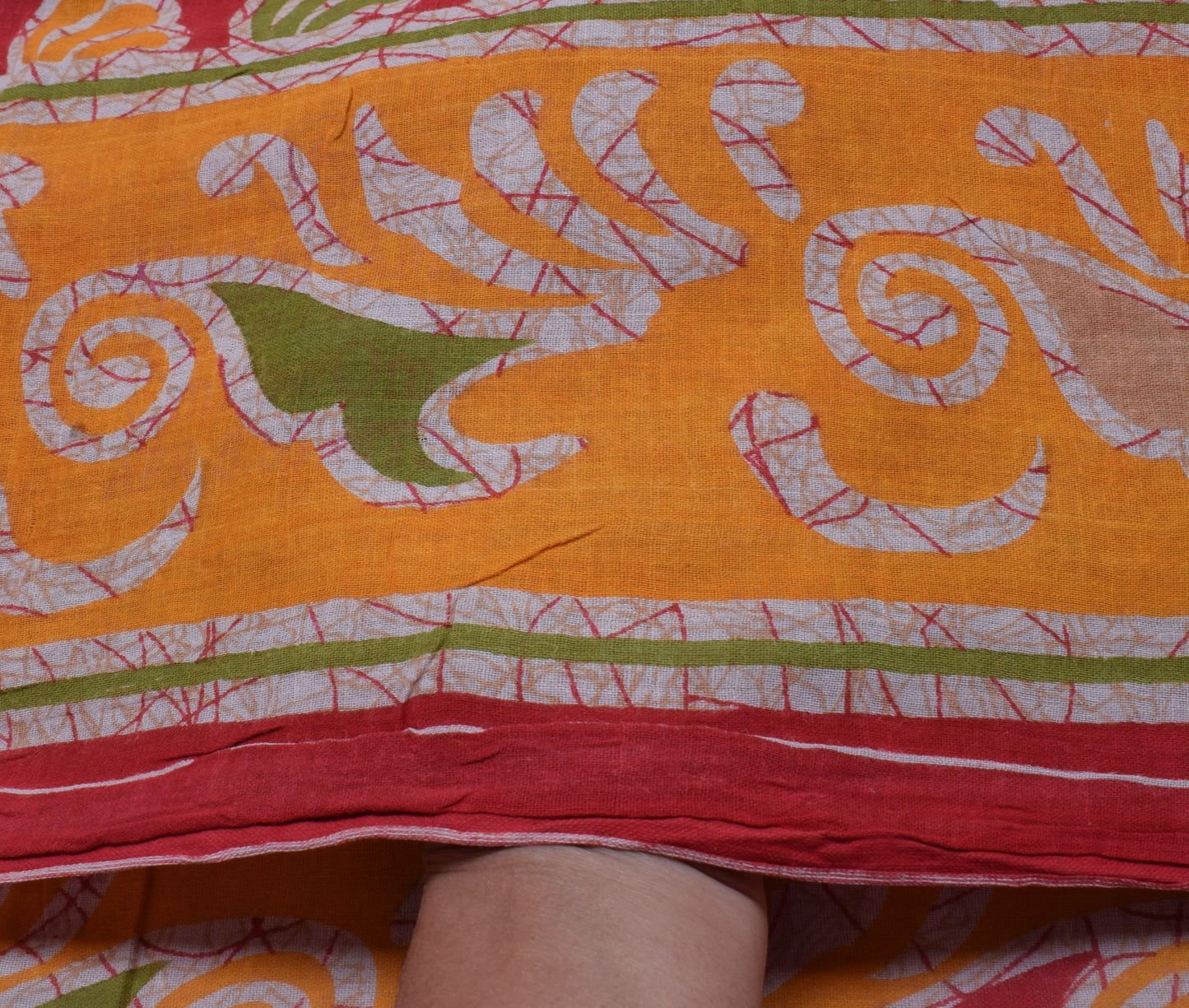 Sushila Vintage Red Saree 100% Pure Cotton Printed Floral Soft Craft Sari Fabric