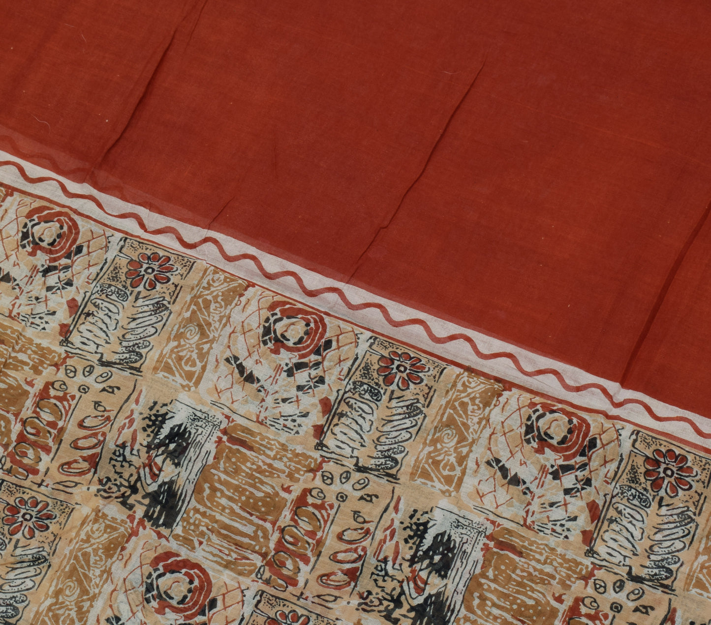 Sushila Vintage Indian Saree 100% Pure Cotton Printed Craft 5 Yard Sari Fabric