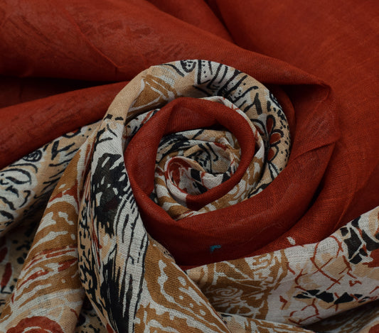 Sushila Vintage Indian Saree 100% Pure Cotton Printed Craft 5 Yard Sari Fabric