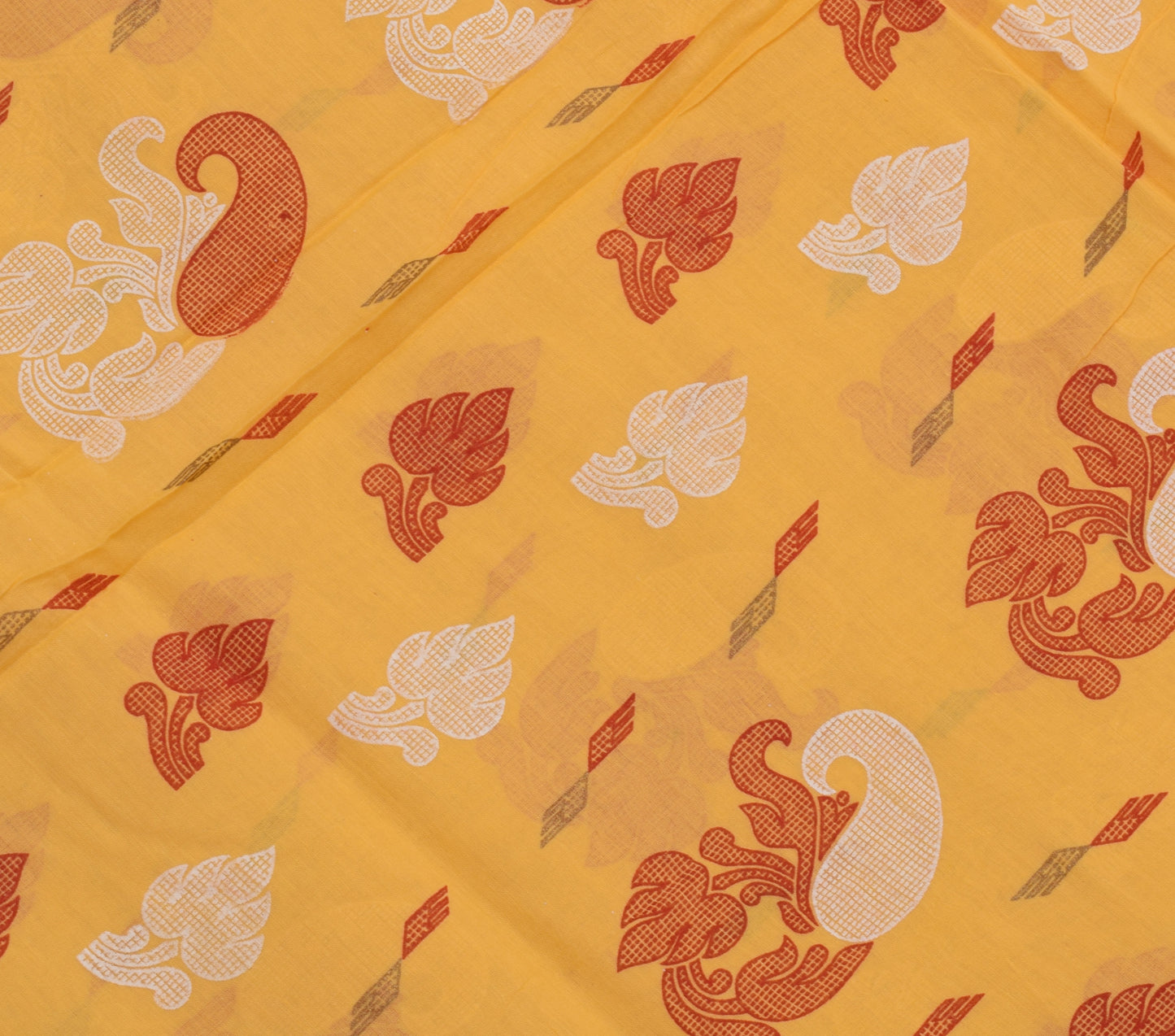 Sushila Vintage Yellow Saree 100% Pure Cotton Printed Floral Soft Craft Fabric