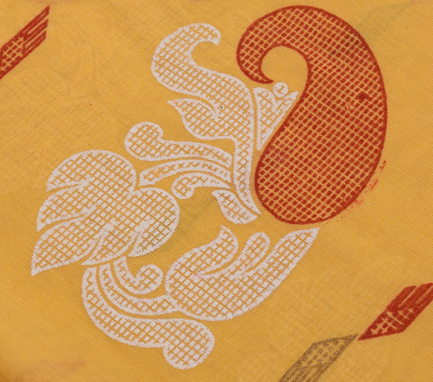 Sushila Vintage Yellow Saree 100% Pure Cotton Printed Floral Soft Craft Fabric