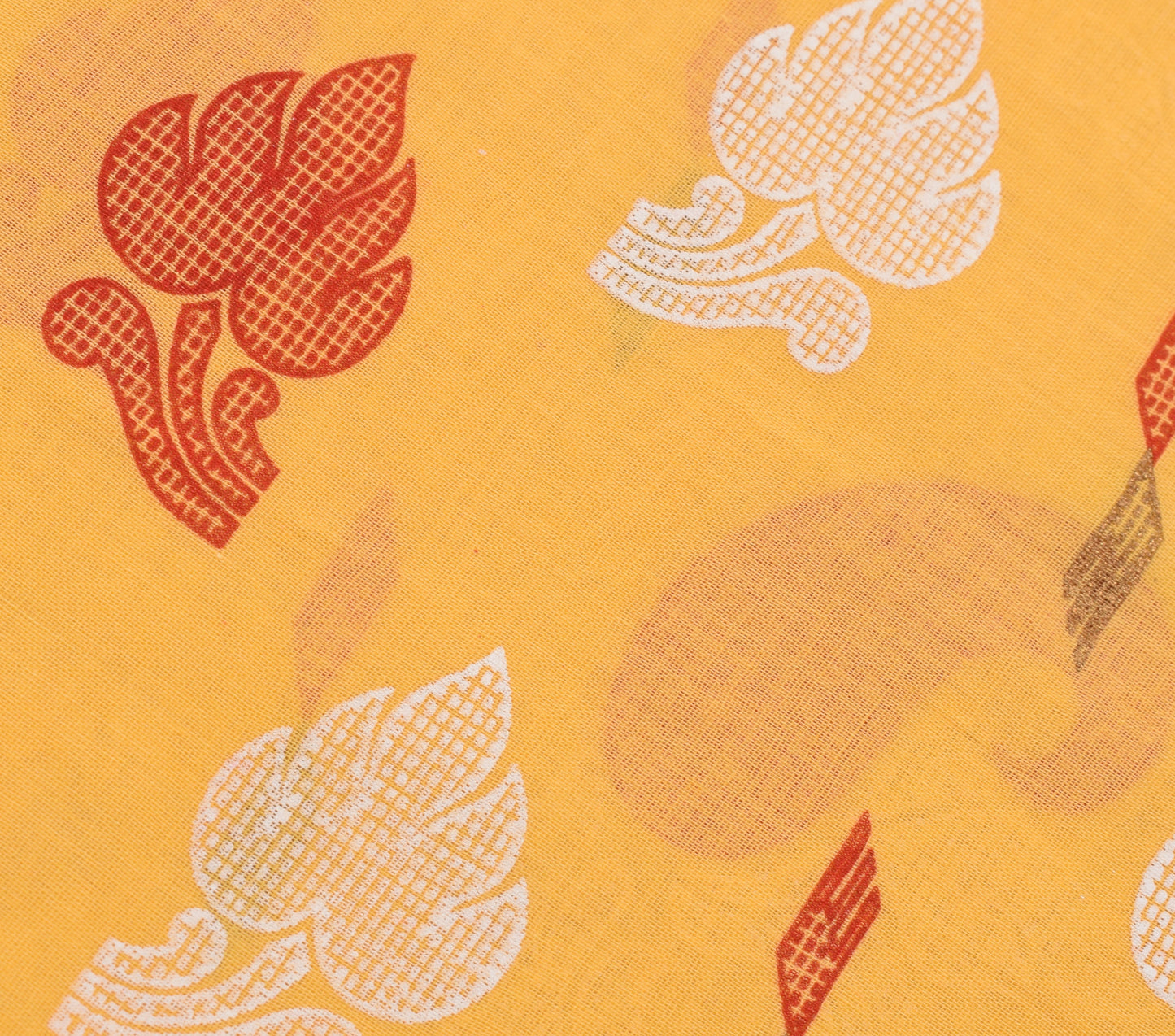 Sushila Vintage Yellow Saree 100% Pure Cotton Printed Floral Soft Craft Fabric