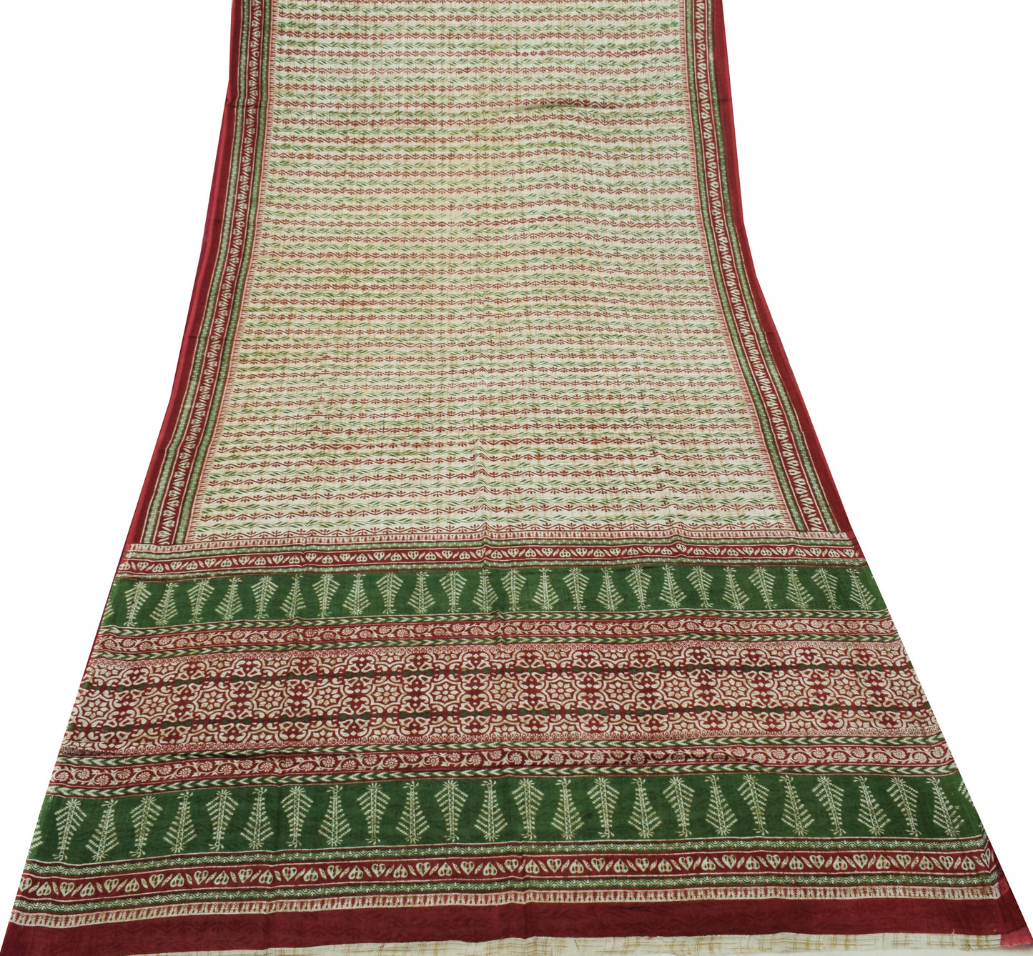 Sushila Vintage Indian Saree 100% Pure Cotton Printed Floral Soft Craft Fabric