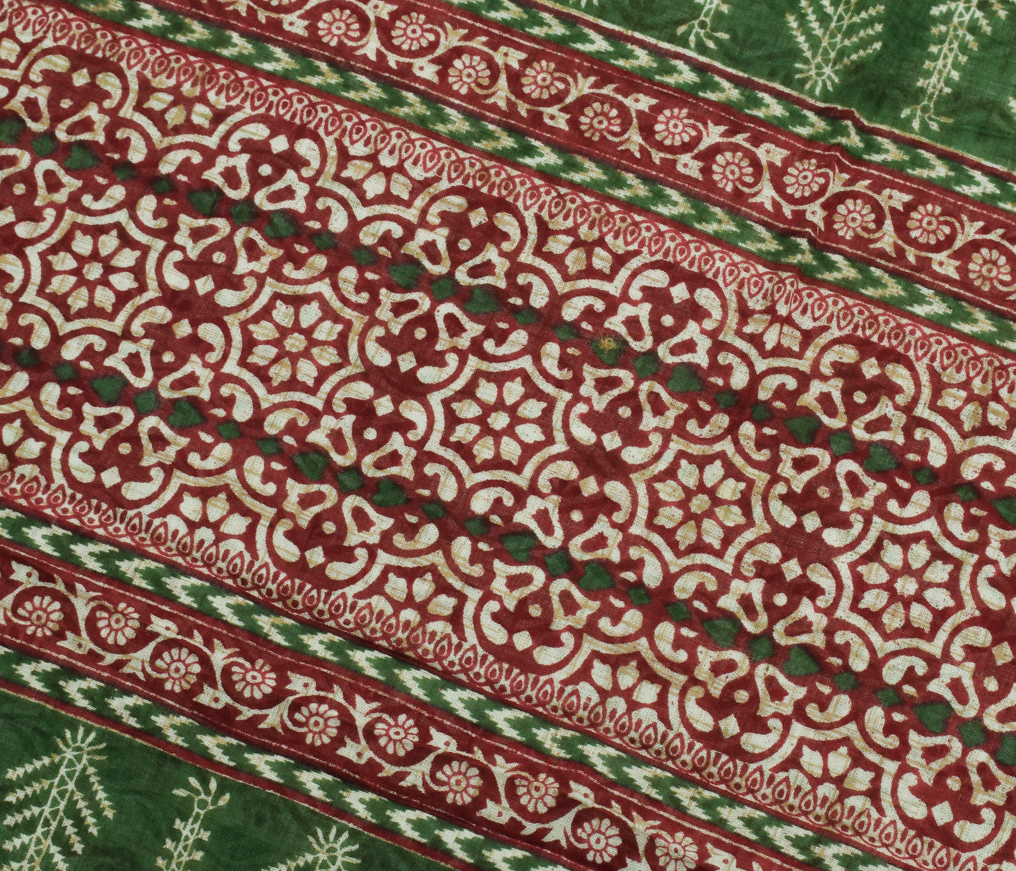Sushila Vintage Indian Saree 100% Pure Cotton Printed Floral Soft Craft Fabric