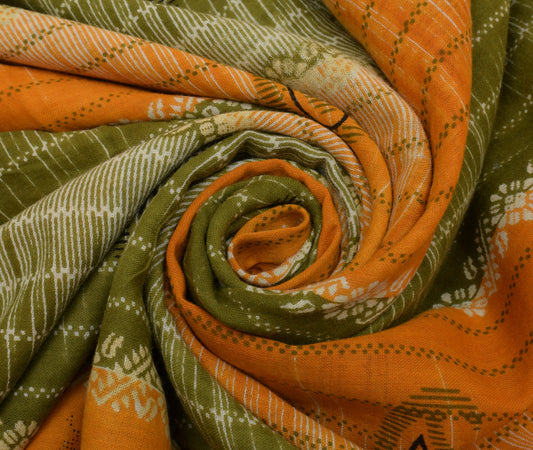 Sushila Vintage Multi-Color Saree Pure Cotton Printed Paisley Soft Craft Fabric