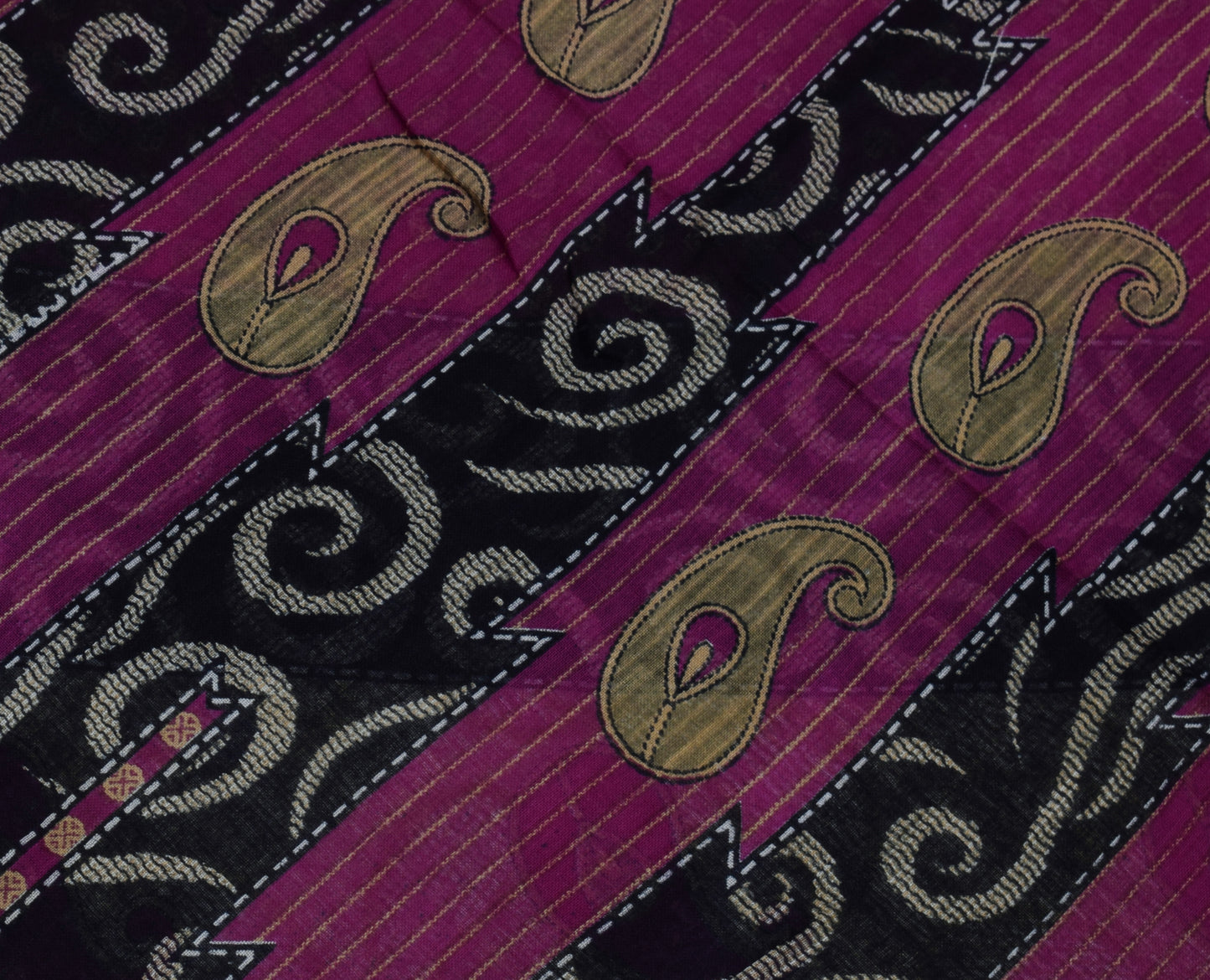 Sushila Vintage Multi-Color Saree Pure Cotton Printed Paisley Soft Craft Fabric