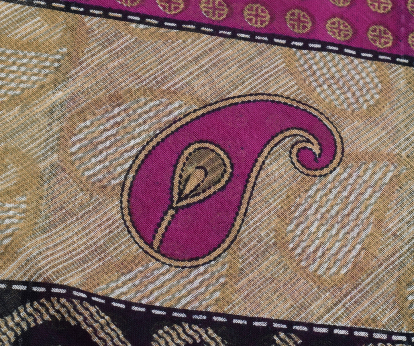Sushila Vintage Multi-Color Saree Pure Cotton Printed Paisley Soft Craft Fabric