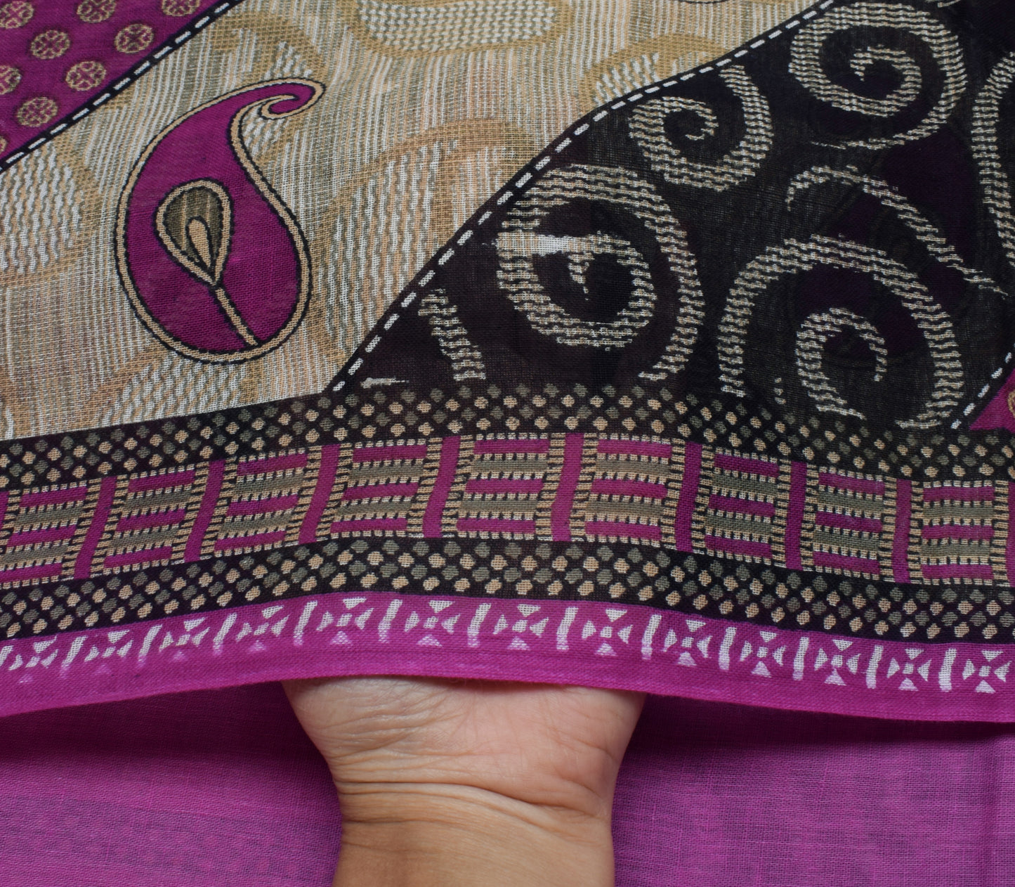 Sushila Vintage Multi-Color Saree Pure Cotton Printed Paisley Soft Craft Fabric