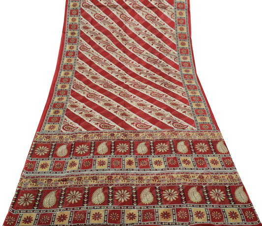 Sushila Vintage Indian Saree 100% Pure Cotton Printed Floral Soft Craft Fabric