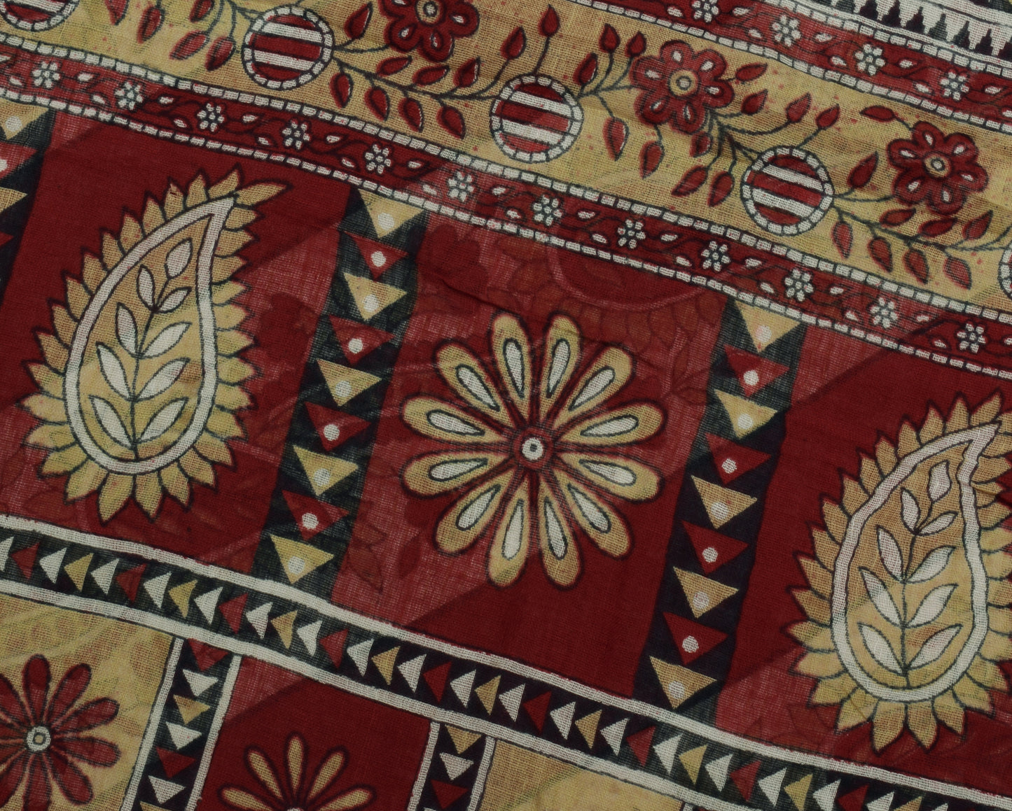 Sushila Vintage Indian Saree 100% Pure Cotton Printed Floral Soft Craft Fabric