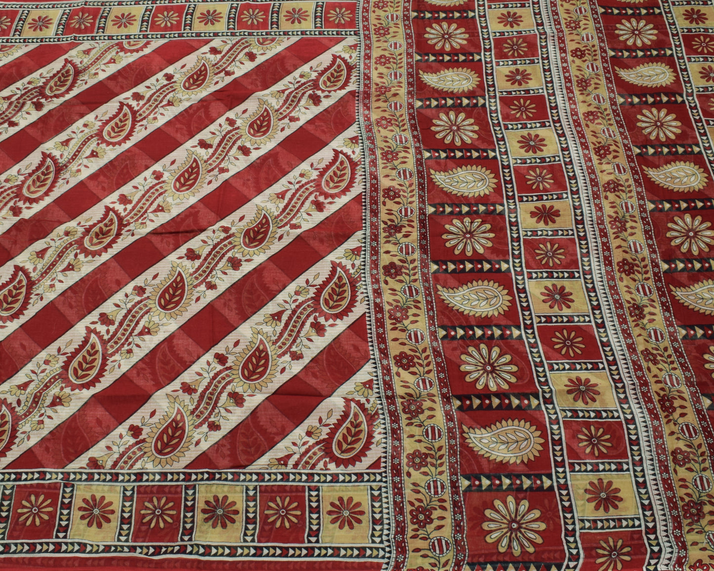 Sushila Vintage Indian Saree 100% Pure Cotton Printed Floral Soft Craft Fabric
