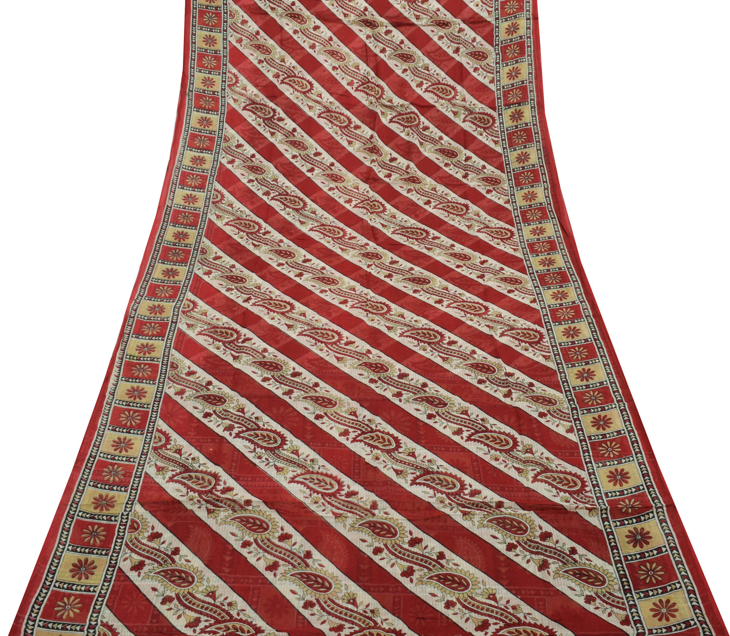 Sushila Vintage Indian Saree 100% Pure Cotton Printed Floral Soft Craft Fabric
