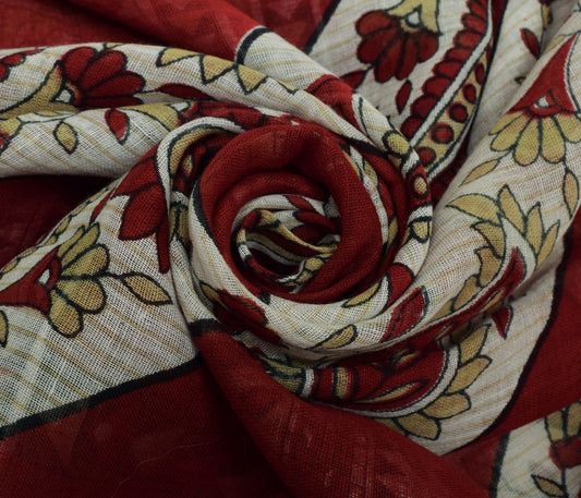 Sushila Vintage Indian Saree 100% Pure Cotton Printed Floral Soft Craft Fabric