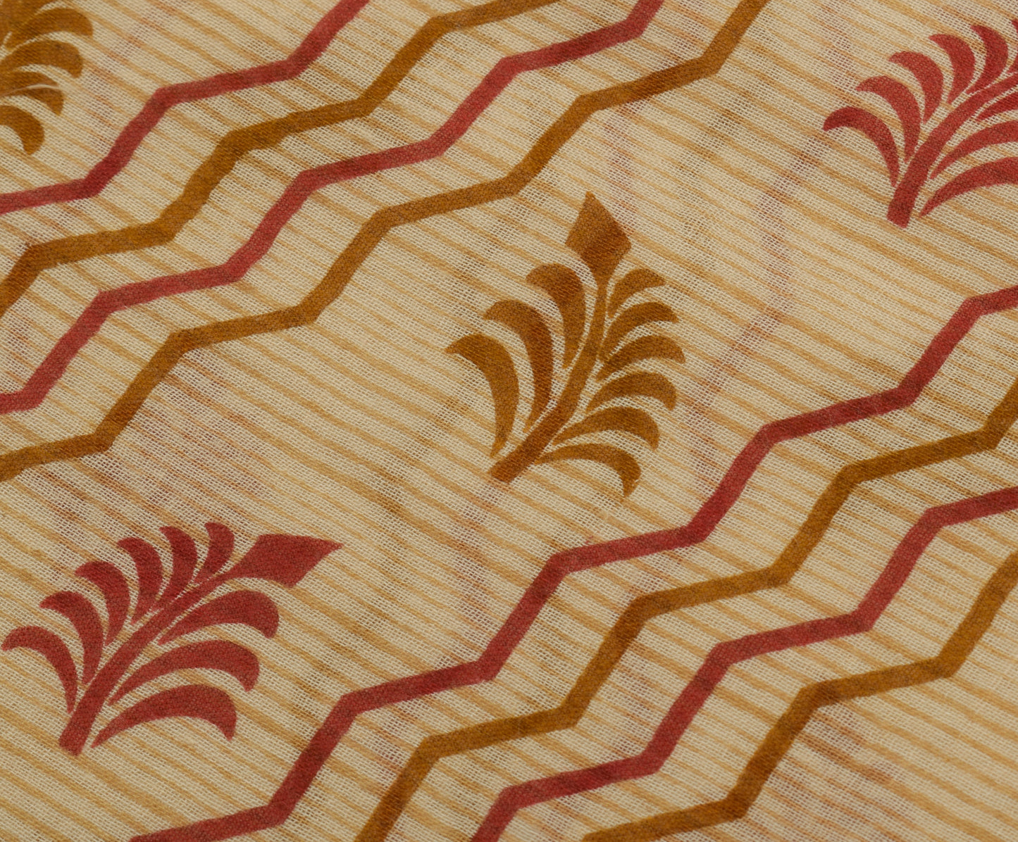 Sushila Vintage Light Brown Saree Pure Cotton Printed Floral Soft Craft Fabric