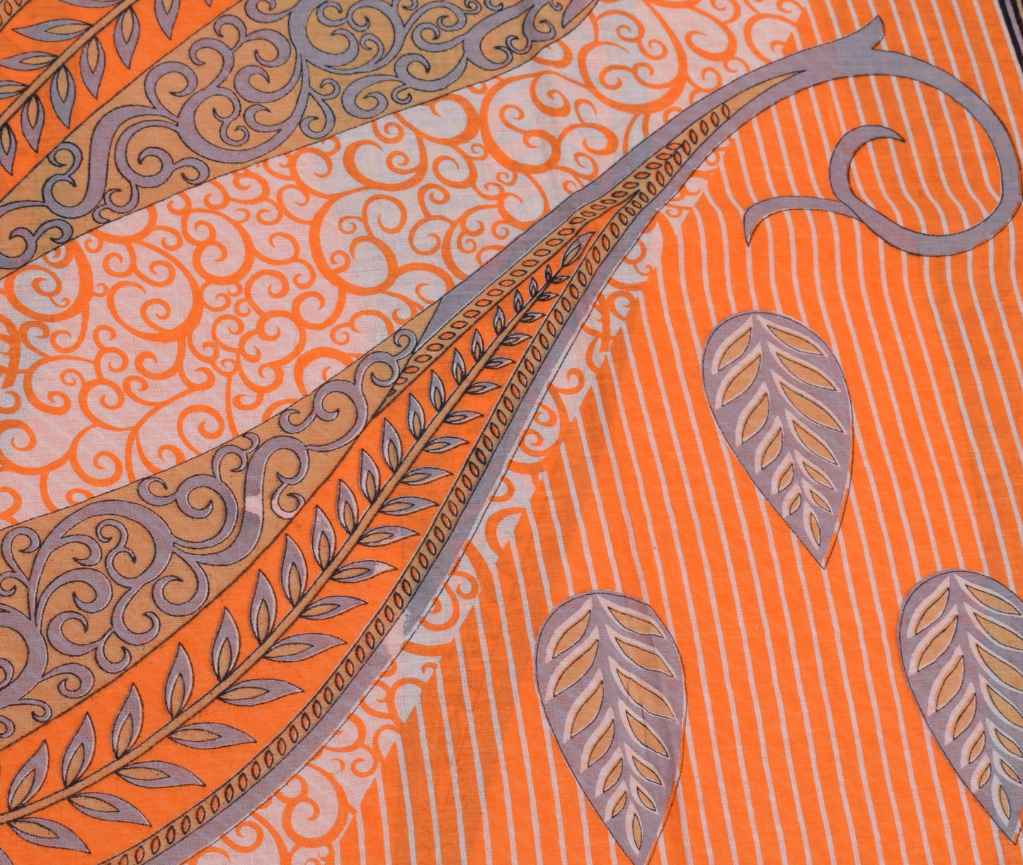 Sushila Vintage Indian Saree 100% Pure Cotton Printed Paisley Soft Craft Fabric