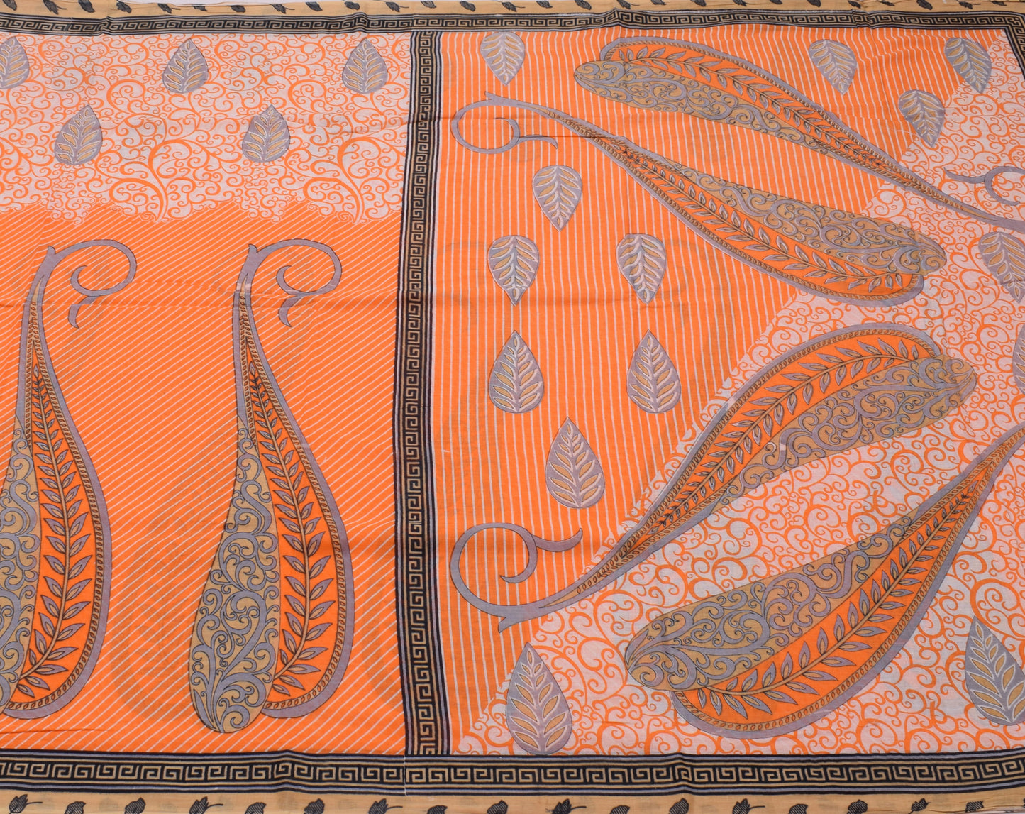 Sushila Vintage Indian Saree 100% Pure Cotton Printed Paisley Soft Craft Fabric