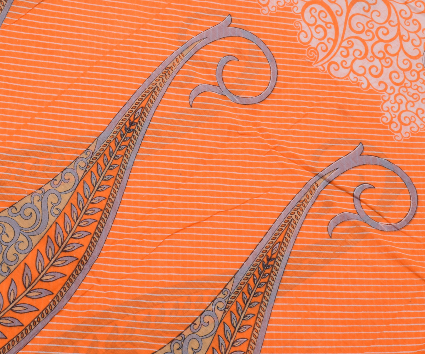 Sushila Vintage Indian Saree 100% Pure Cotton Printed Paisley Soft Craft Fabric